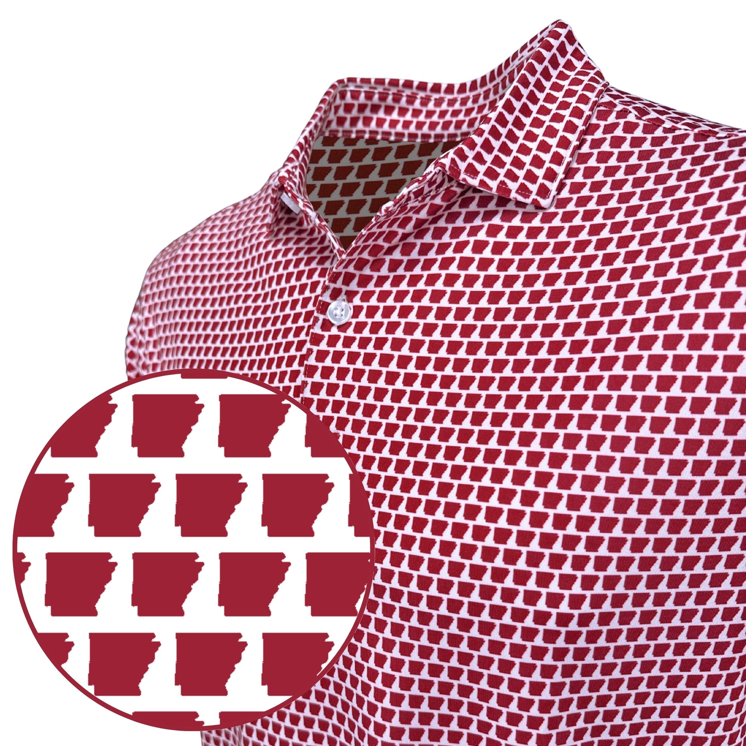 Arkansas Red Print Polo